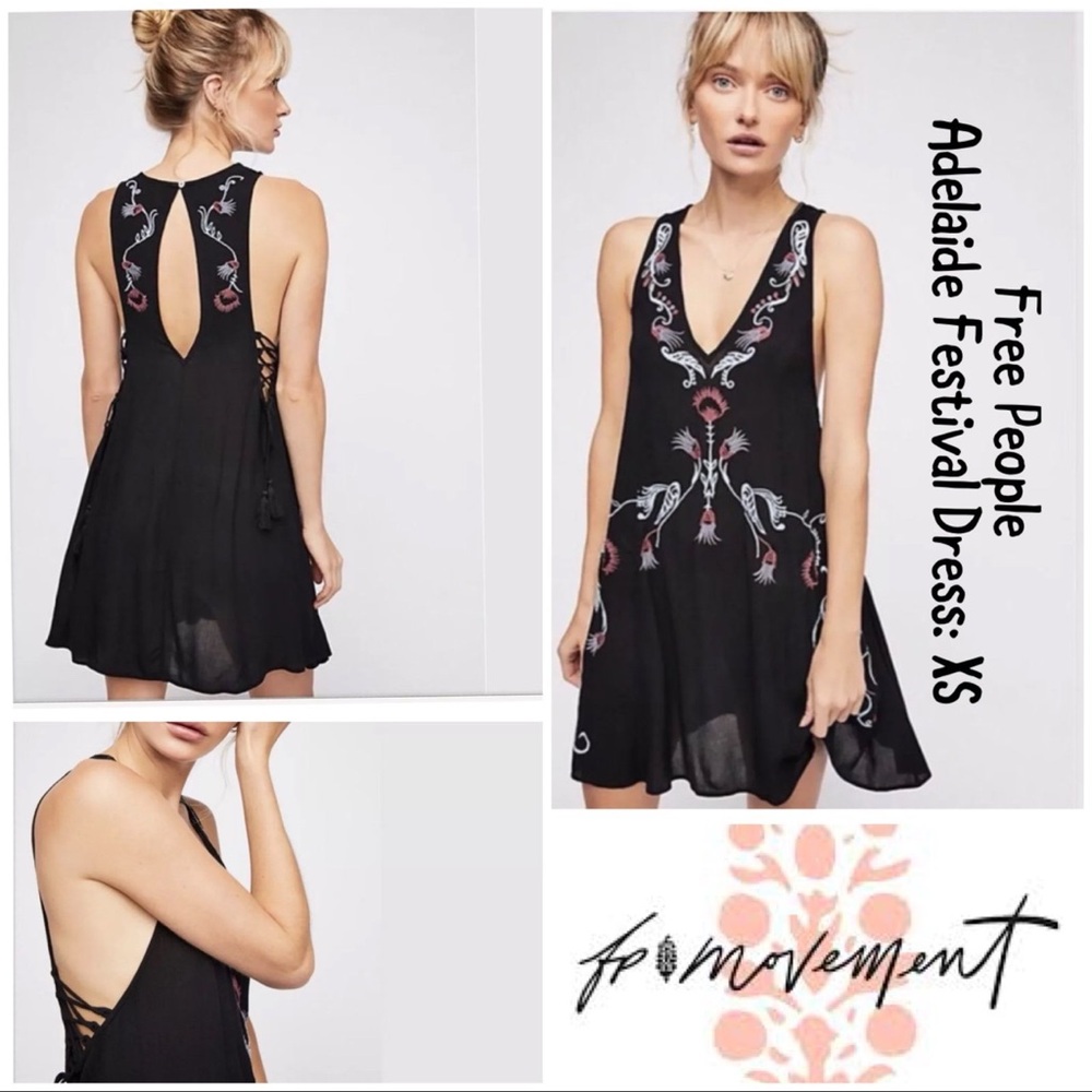 Free People Adelaide Festival Mini Shirt Dress Black